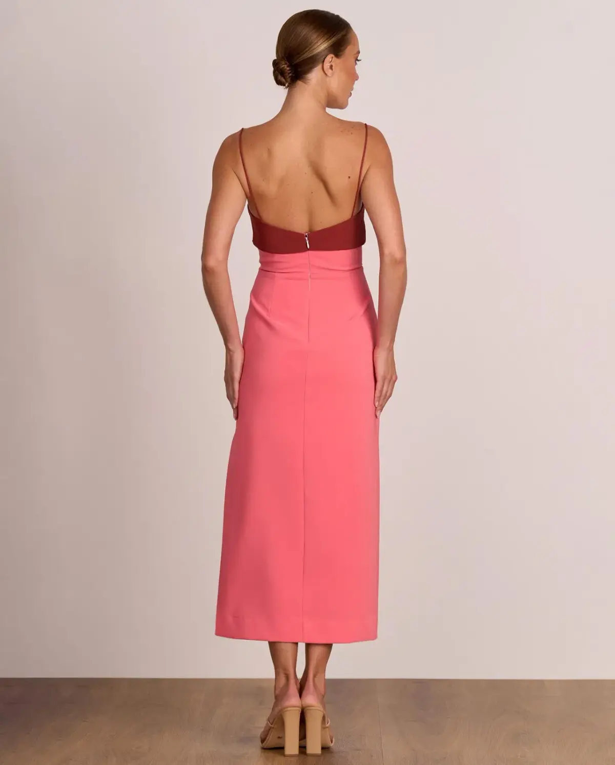 Pasduchas Ace Contrast Midi Dress Pink Red Size 8 - Image 6