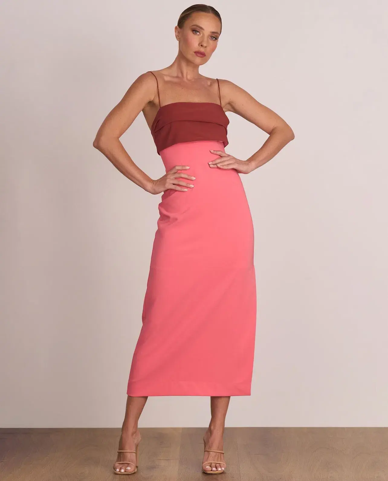 Pasduchas Ace Contrast Midi Dress Pink Red Size 8 - Image 2