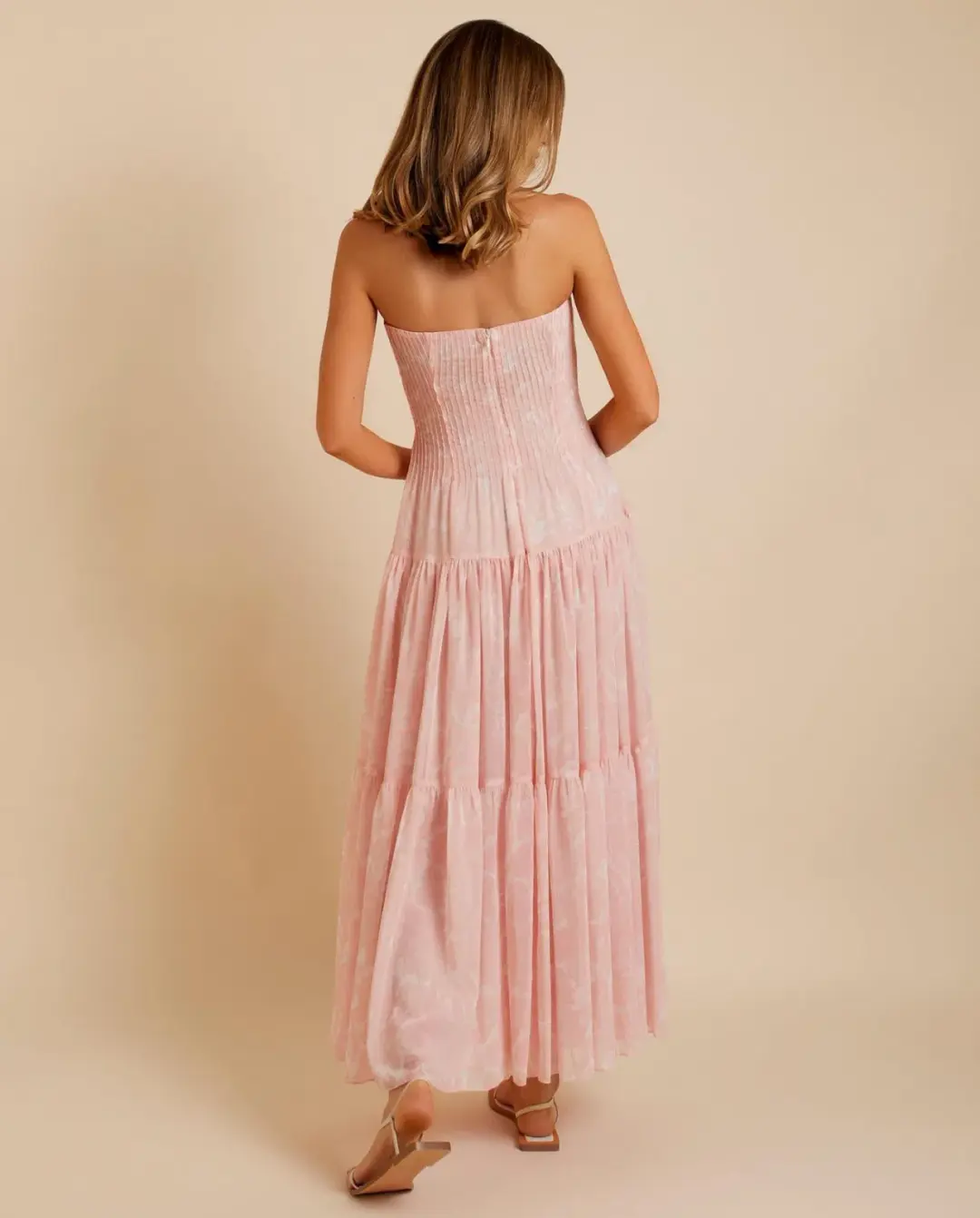 Lover Marigold Pleated Maxi Dress Pink Size 8 for rent on The Volte - main image
