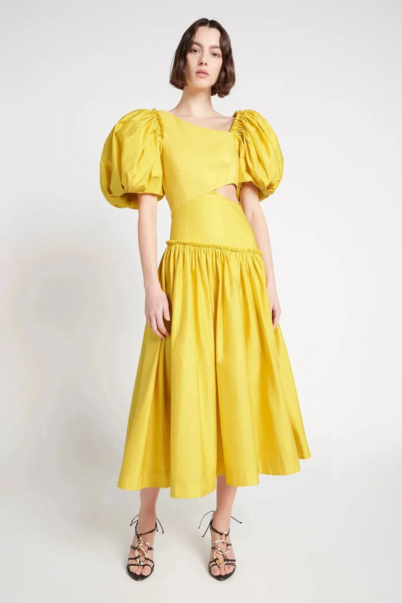 Aje Chateau Cut Out Midi Dress Sun Shower Yellow Size 10 - Image 1