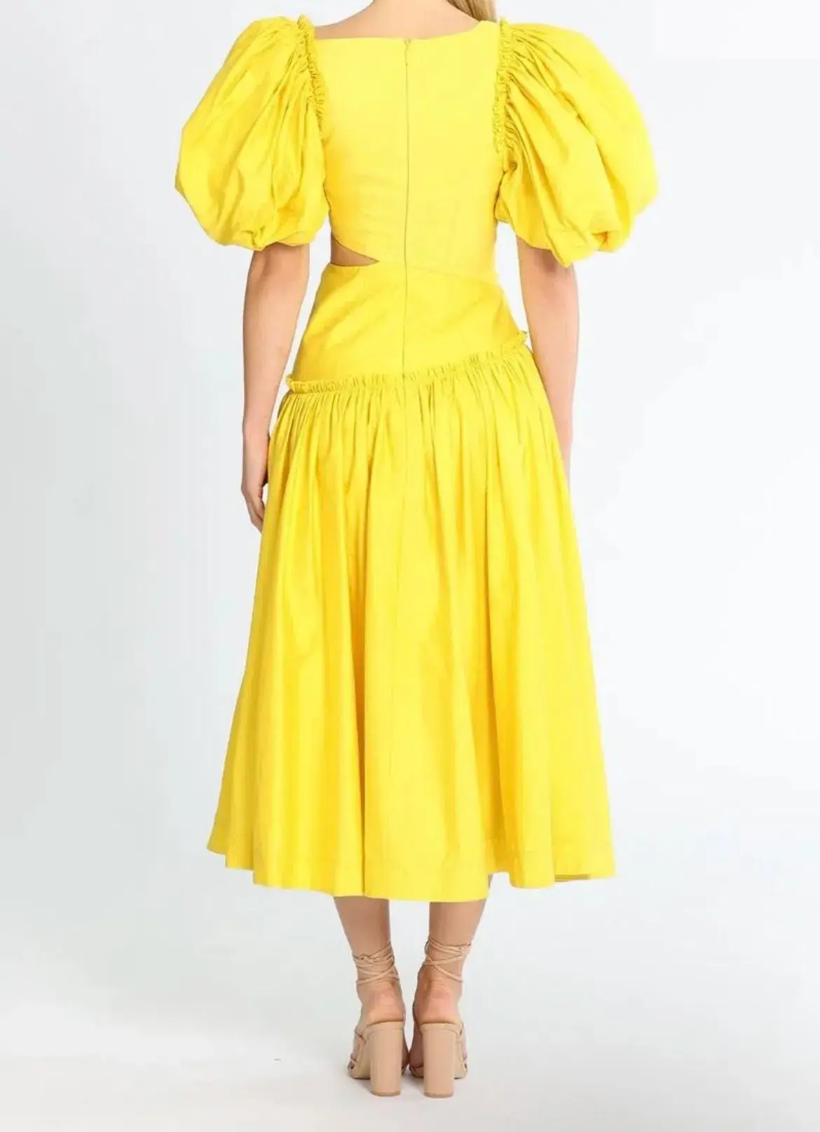 Aje Chateau Cut Out Midi Dress Sun Shower Yellow Size 10 - Image 8