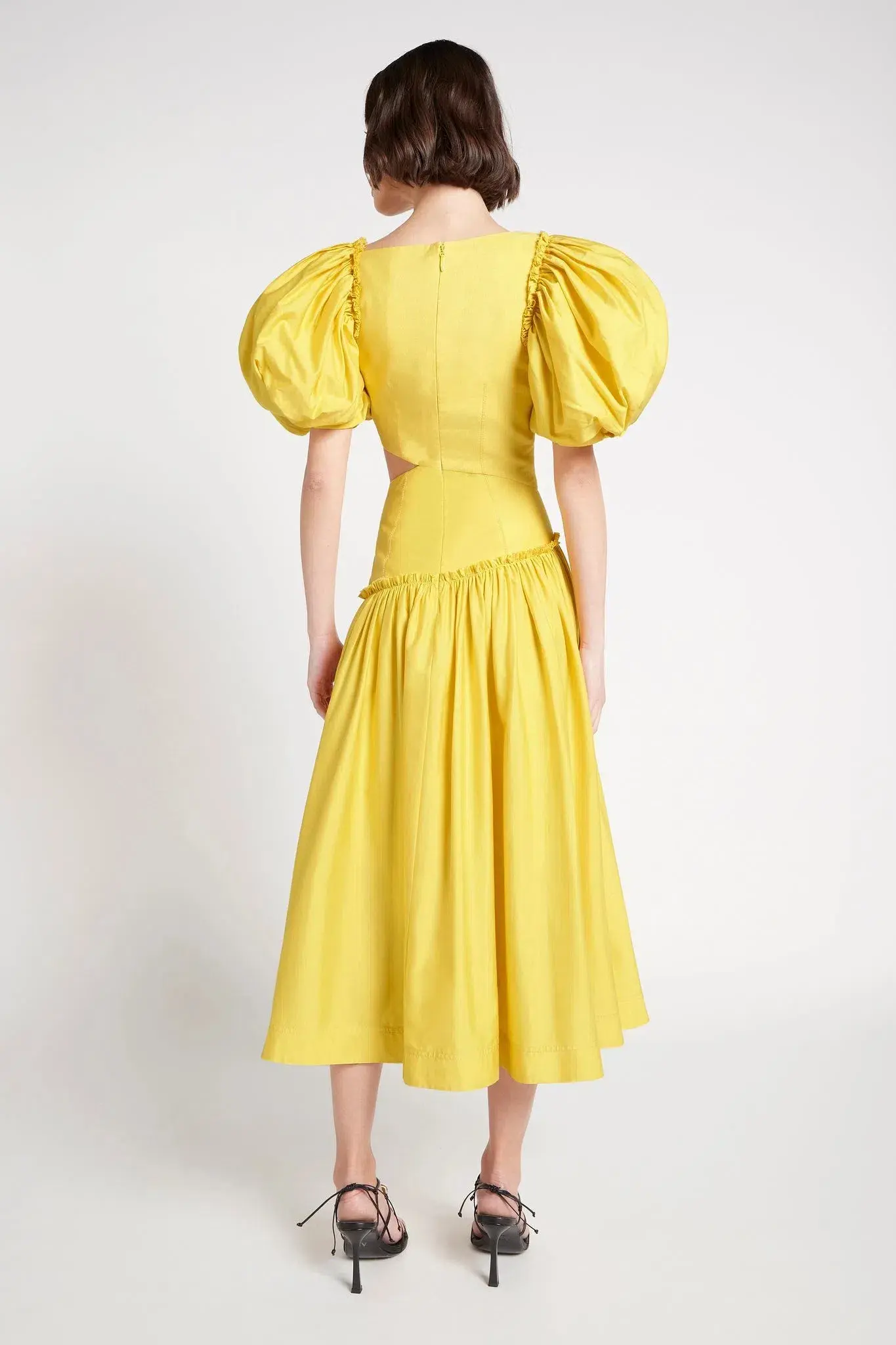 Aje Chateau Cut Out Midi Dress Sun Shower Yellow Size 10 - Image 2