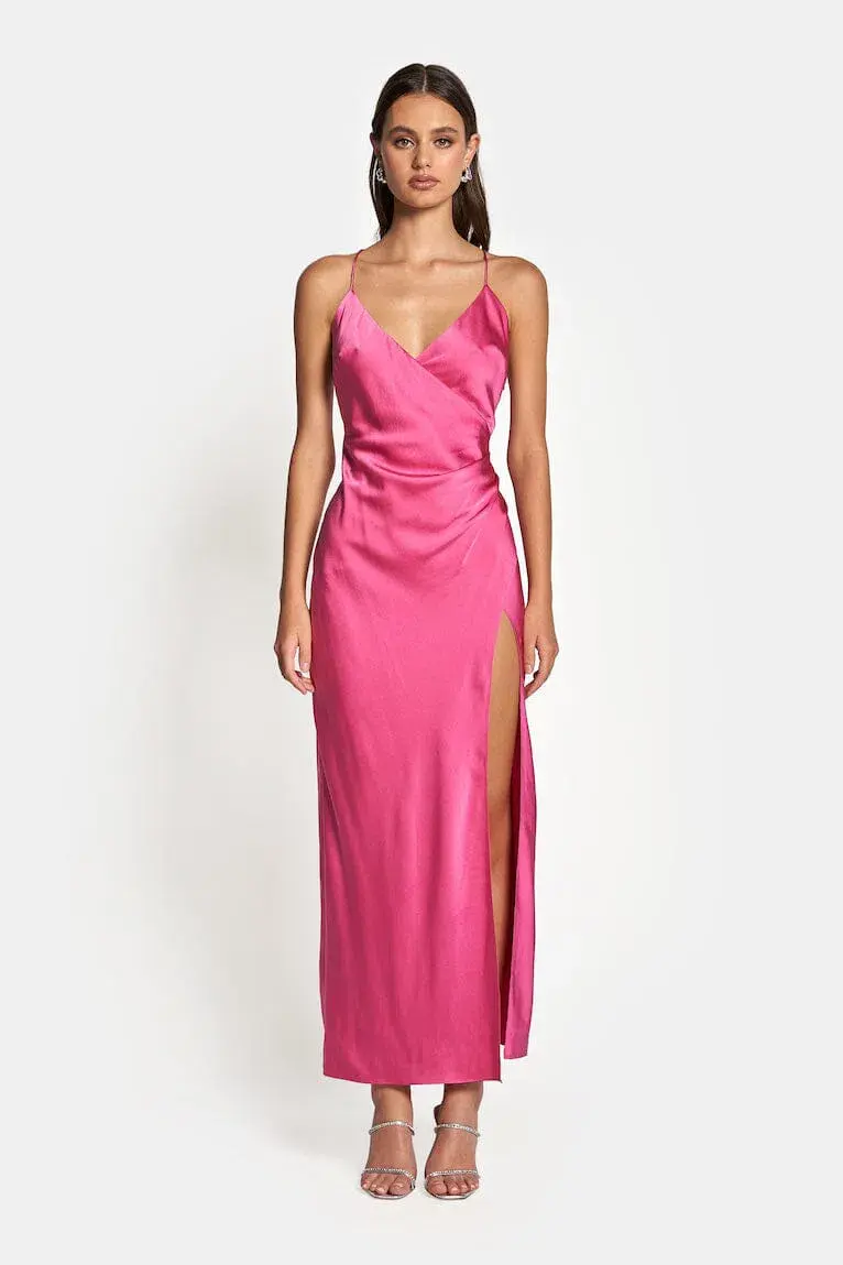 Sofia the Label Elle Silk Midi Dress Pink Size 8 - Image 1