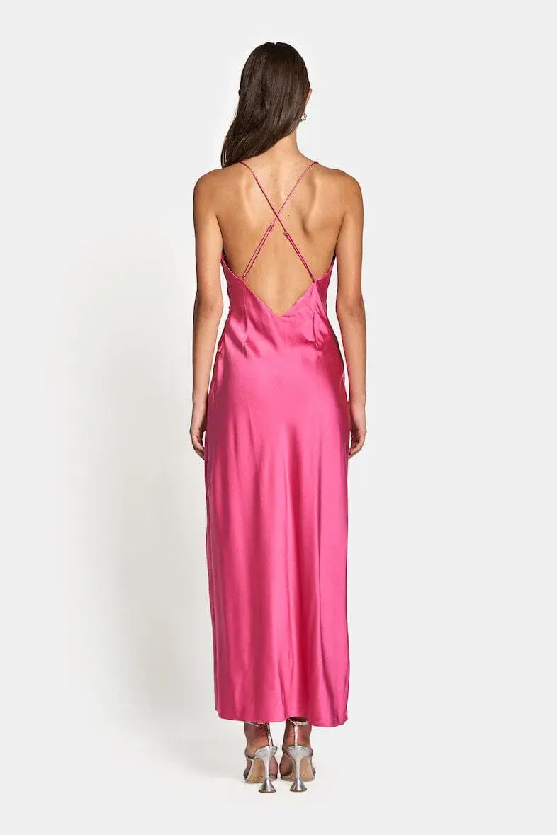 Sofia the Label Elle Silk Midi Dress Pink Size 8 - Image 2