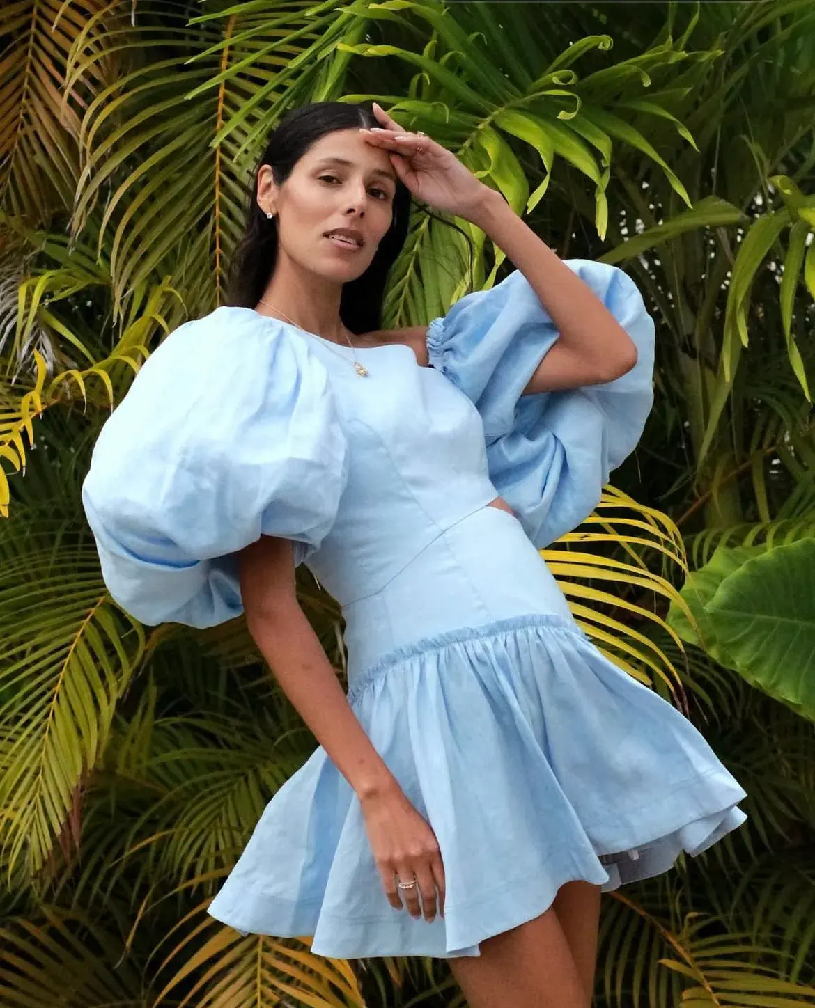 Aje Chateau Midi Dress Sky Blue Size 8 - Image 4