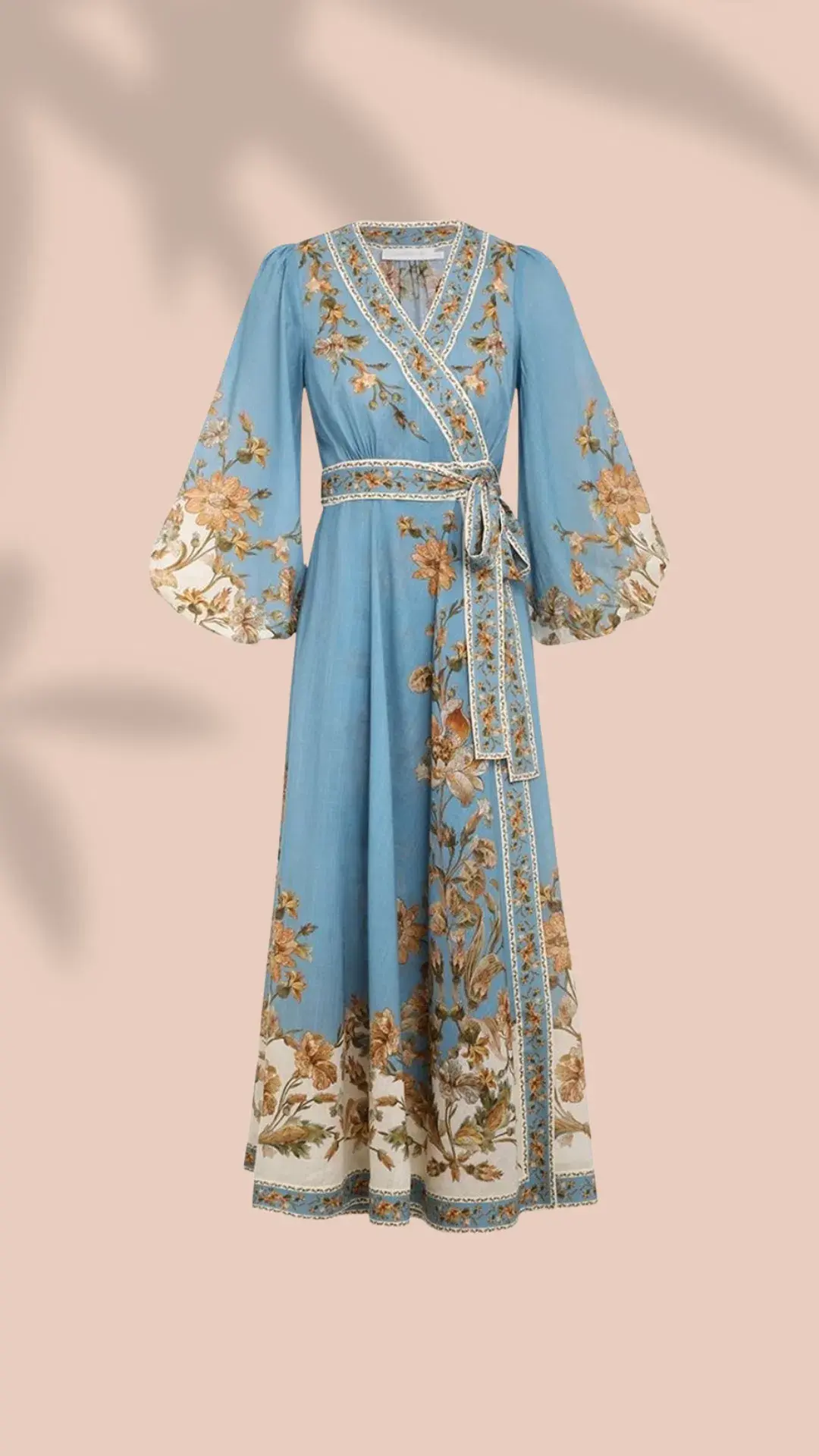 Zimmermann Chintz Wrap Midi Dress Blue Print Size 4/ AU 16 - Image 3
