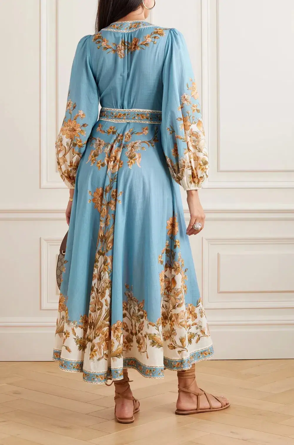 Zimmermann Chintz Wrap Midi Dress Blue Print Size 4/ AU 16 - Image 2