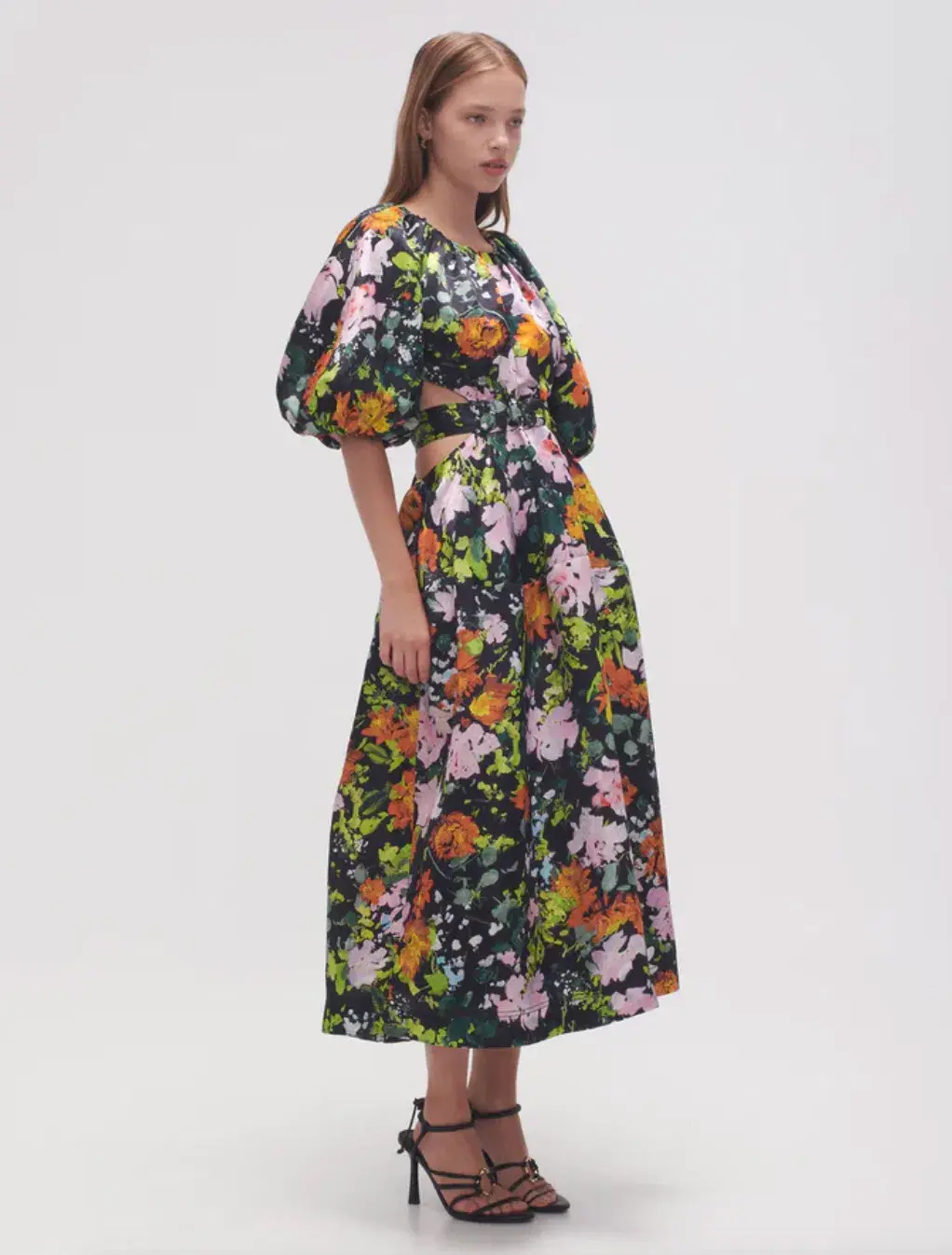 Aje Mimosa Cutout Midi Dress Midnight Floral Size 4 - Image 2