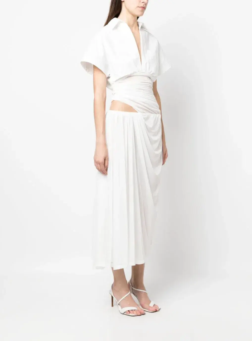 Christopher Esber Comosum Clash Shirt Midi Dress White Size 6 - Image 2