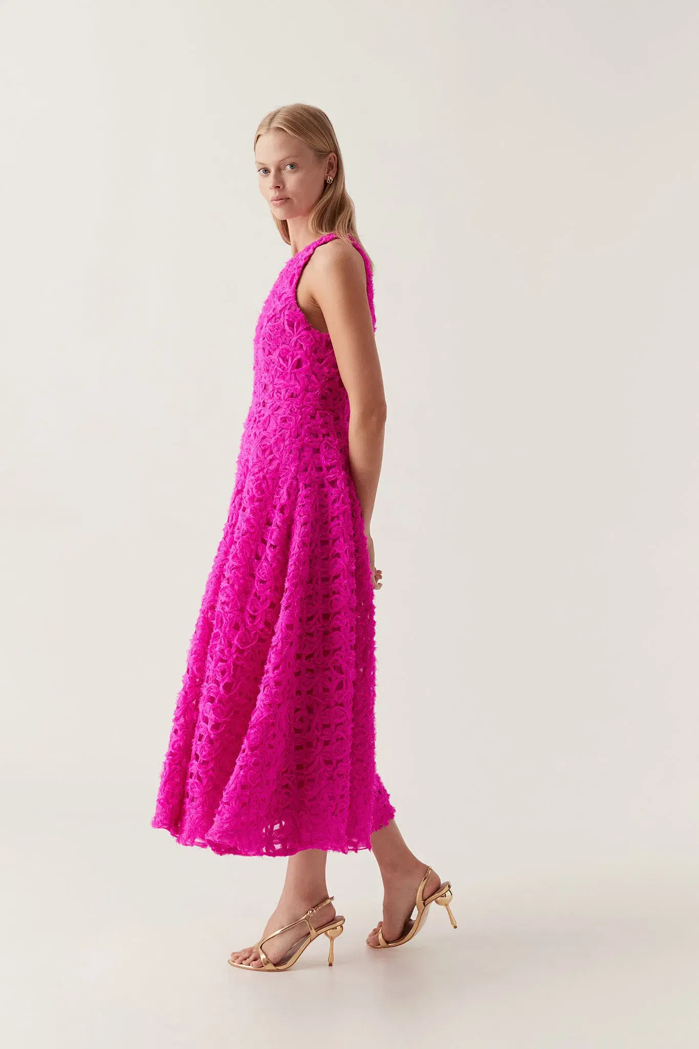 Aje Quintette Midi Dress Deep Magenta Size XXS / AU 4 - Image 3