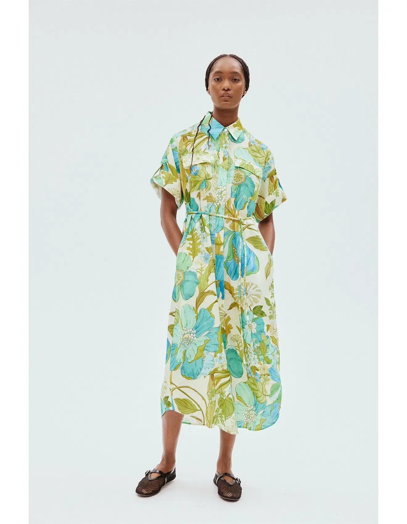 Alemais Janis Shirt Midi Dress Floral AU12 - Image 1