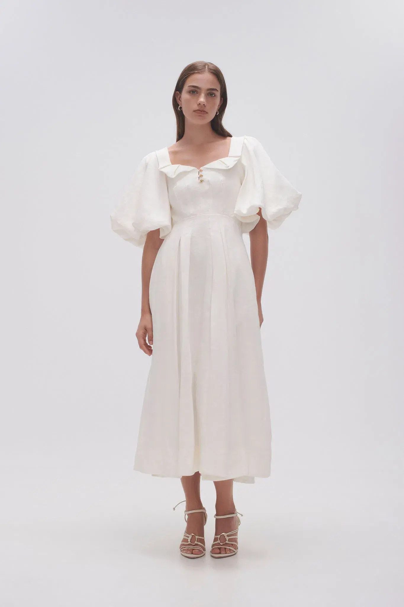 Aje Jessica Frill Midi Dress Ivory Size 10 - Image 1