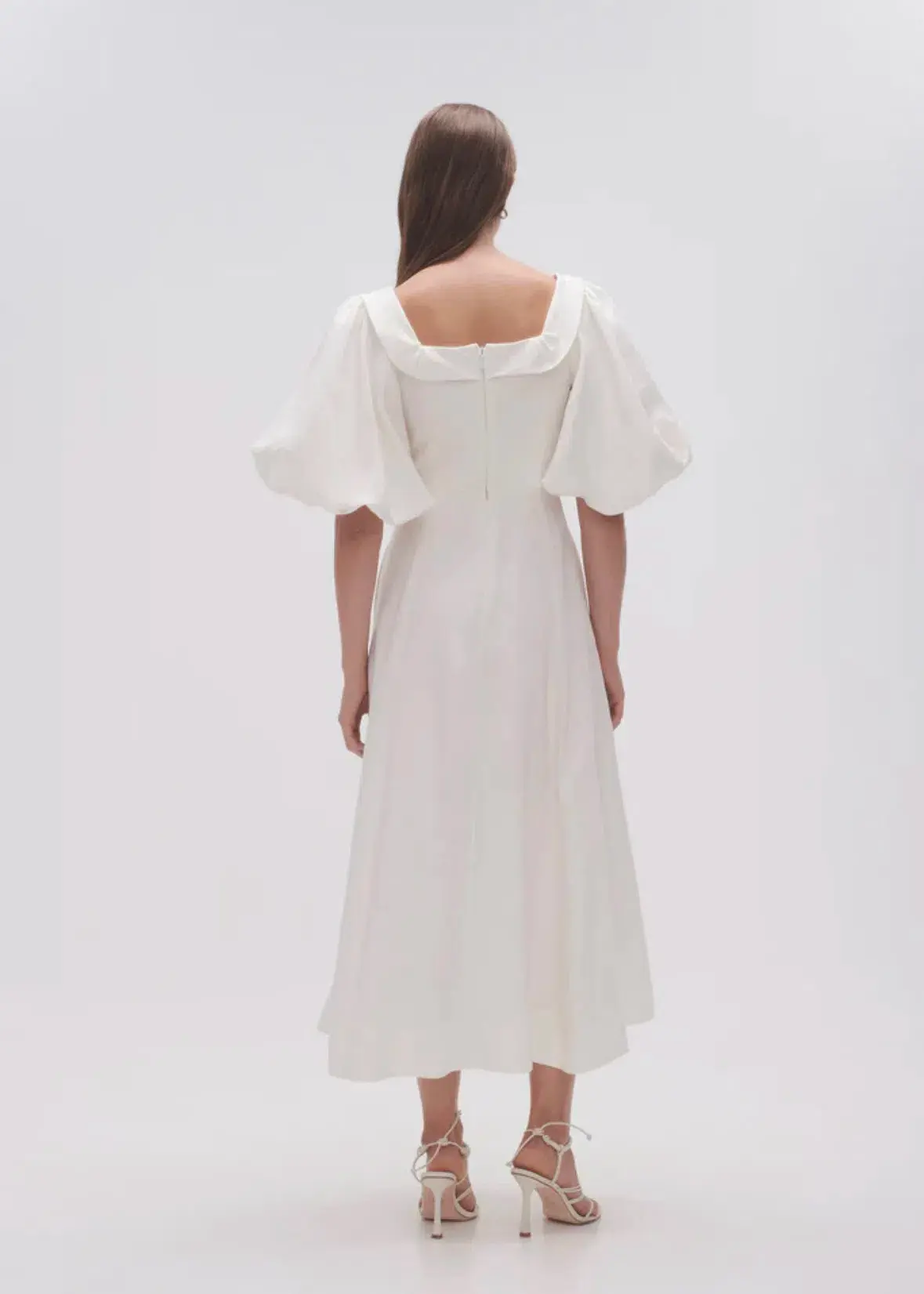 Aje Jessica Frill Midi Dress Ivory Size 10 - Image 4
