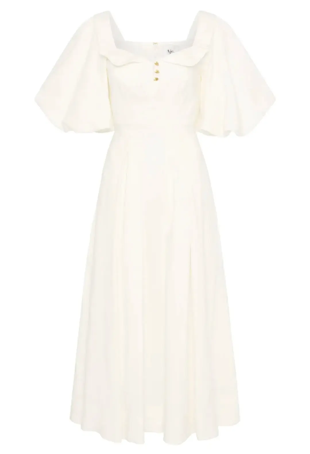 Aje Jessica Frill Midi Dress Ivory Size 10 for rent on The Volte - main image