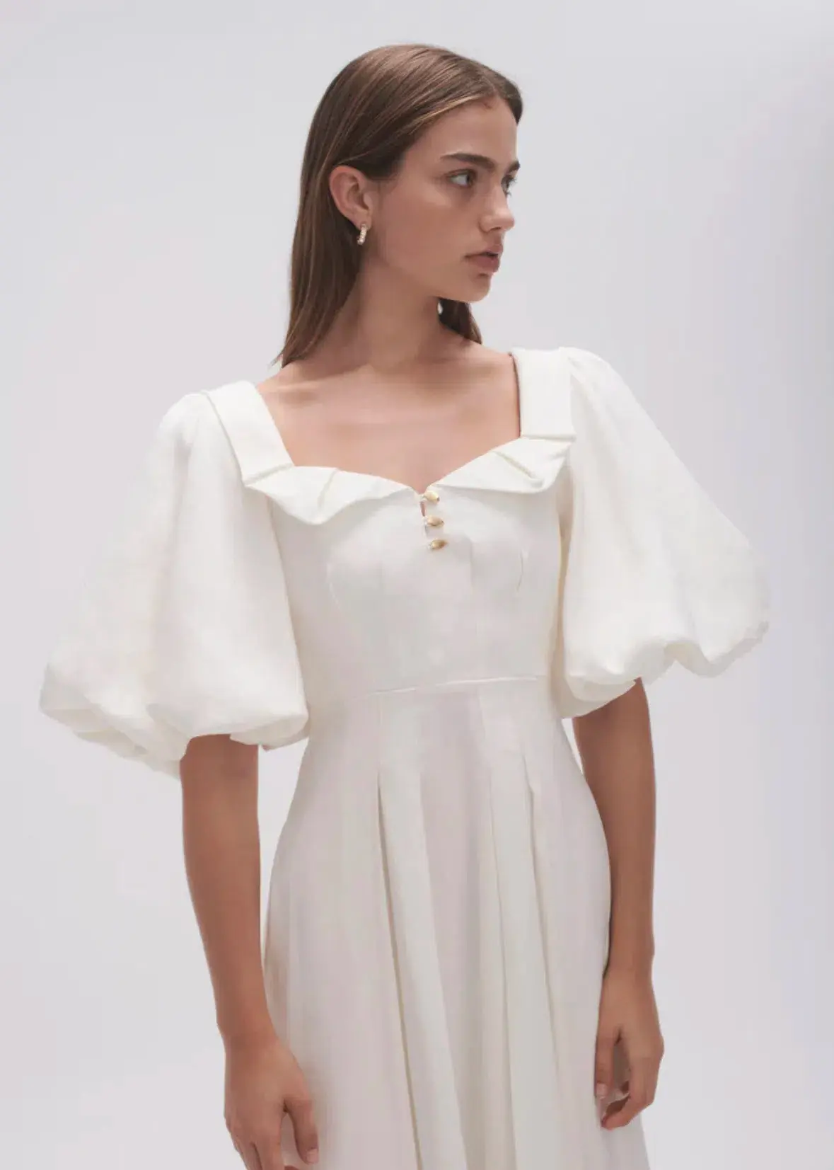 Aje Jessica Frill Midi Dress Ivory Size 10 - Image 2