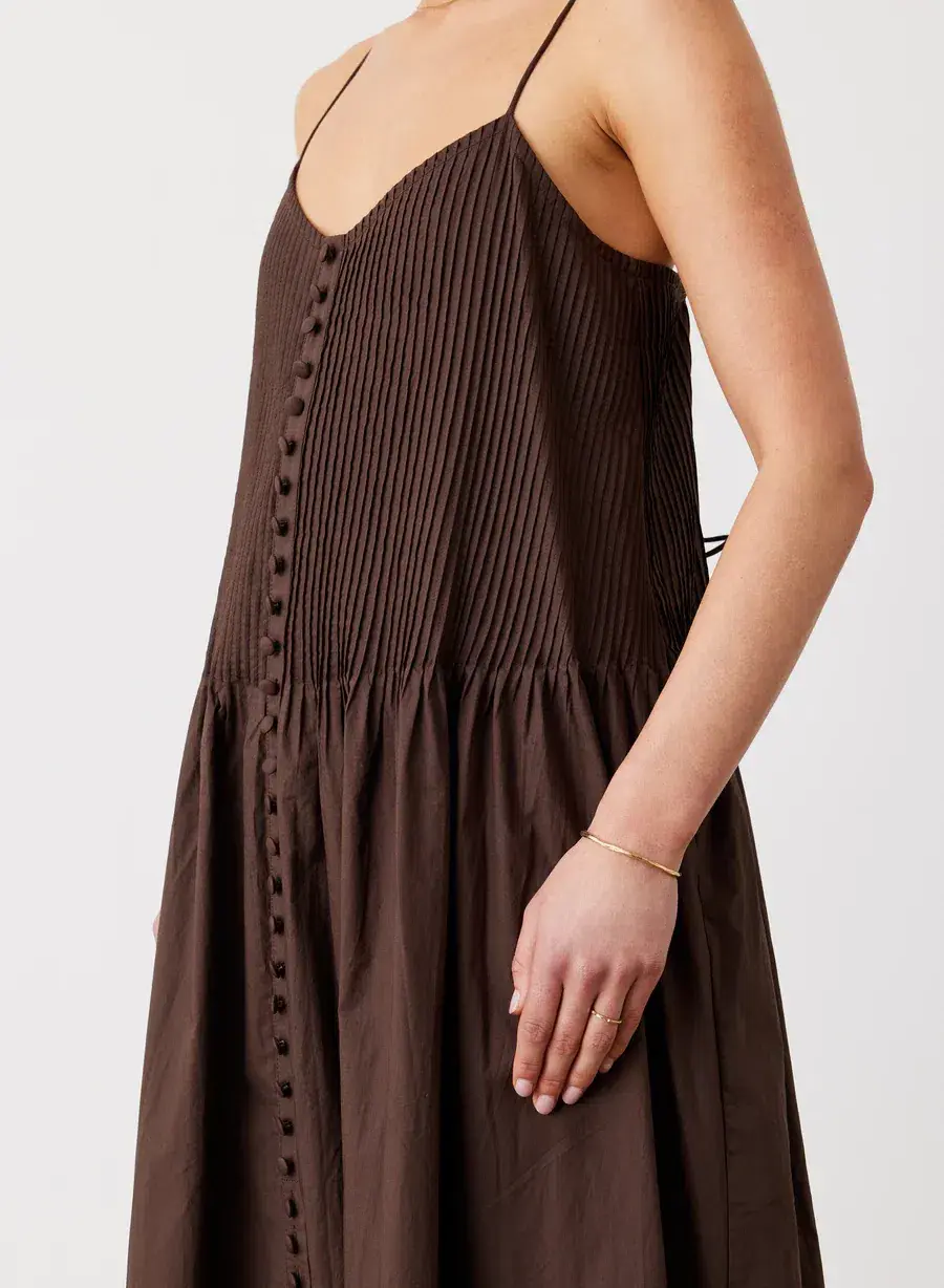 Joslin Lucia Organic Cotton Maxi Dress Chocolate Brown Size 10 - Image 2