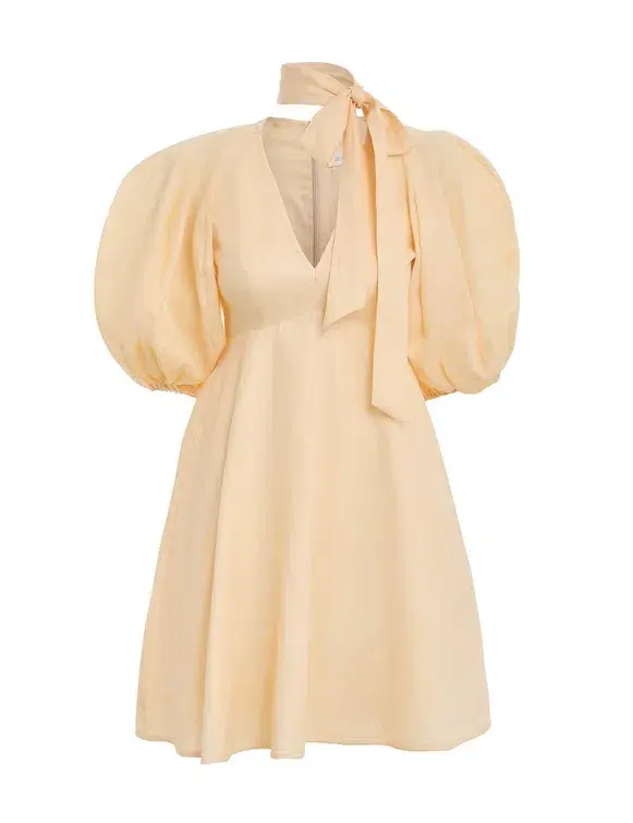 Zimmermann Tie Neck Mini Dress Cream Size 2 / AU 12 - Image 1