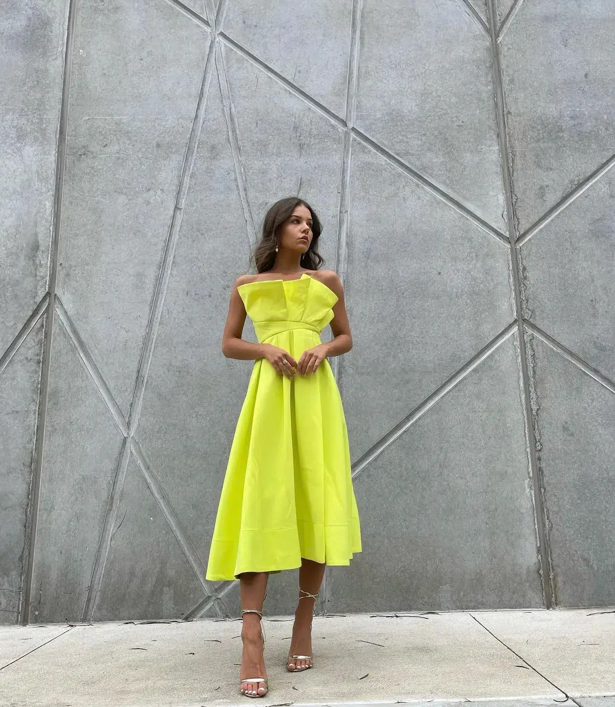 Sheike Florence Midi Dress Yellow Size 12 - Image 1