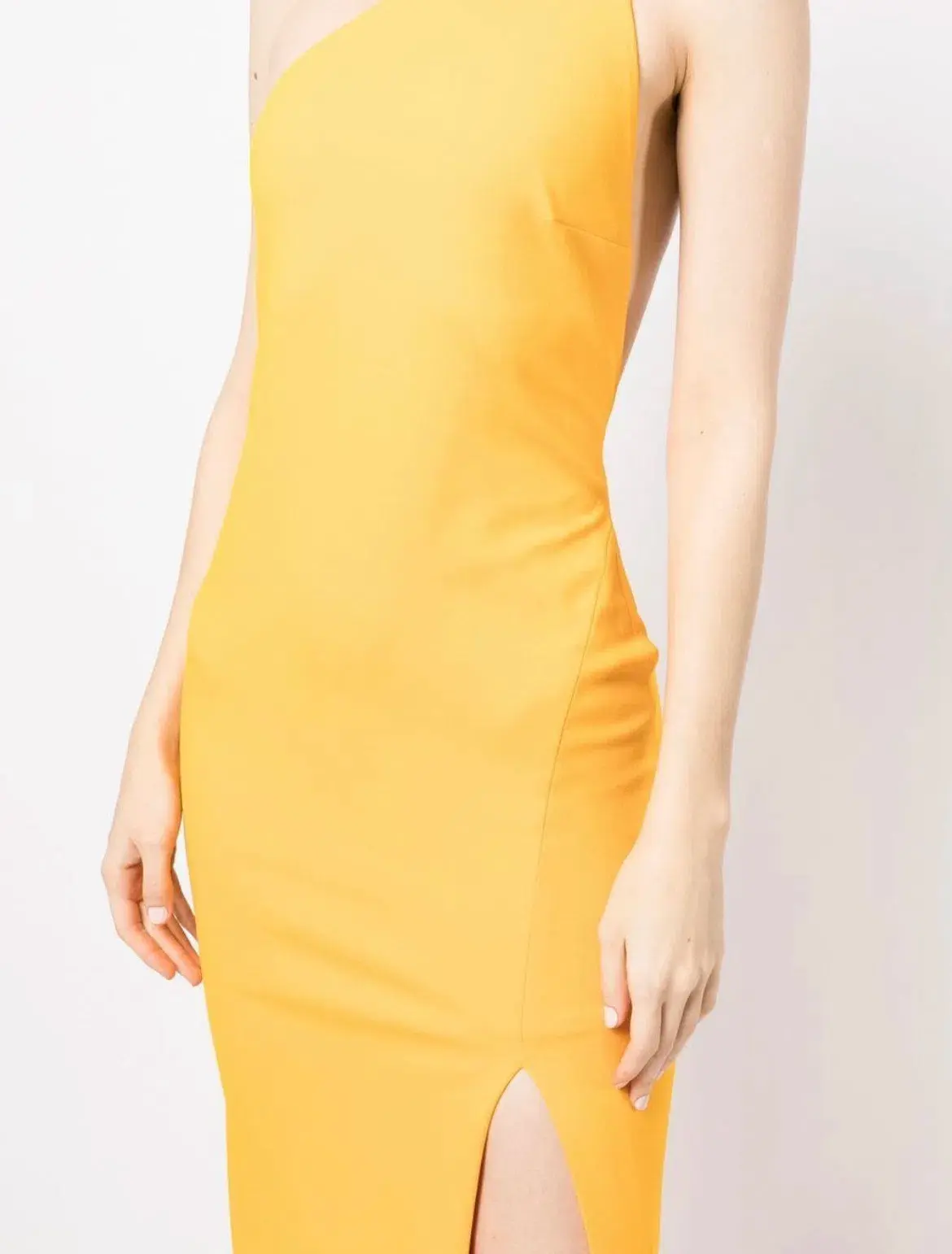 Solace London Asymmetric Sleeveless Dress Yellow Size 6 - Image 2