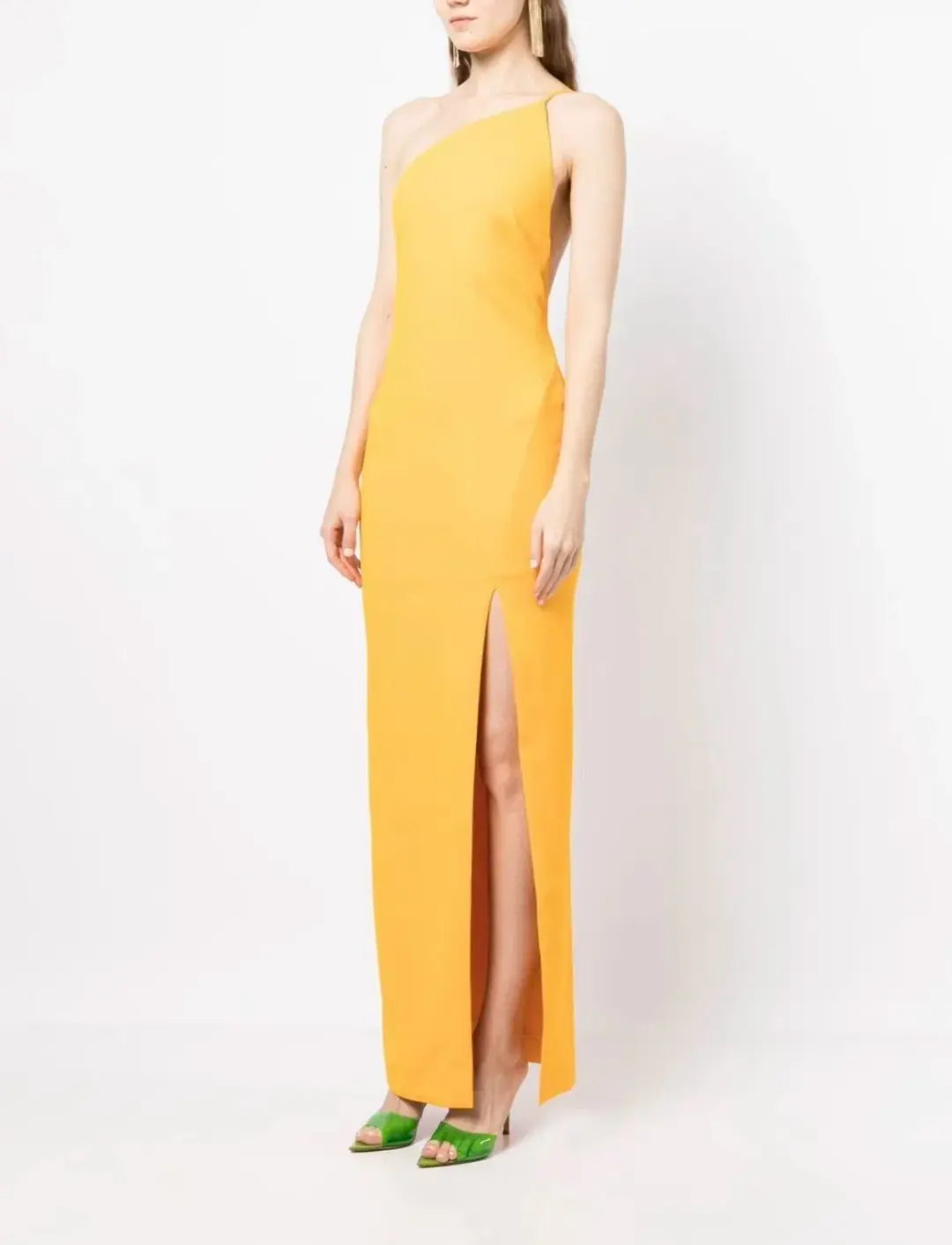 Solace London Asymmetric Sleeveless Dress Yellow Size 6 for rent on The Volte - main image