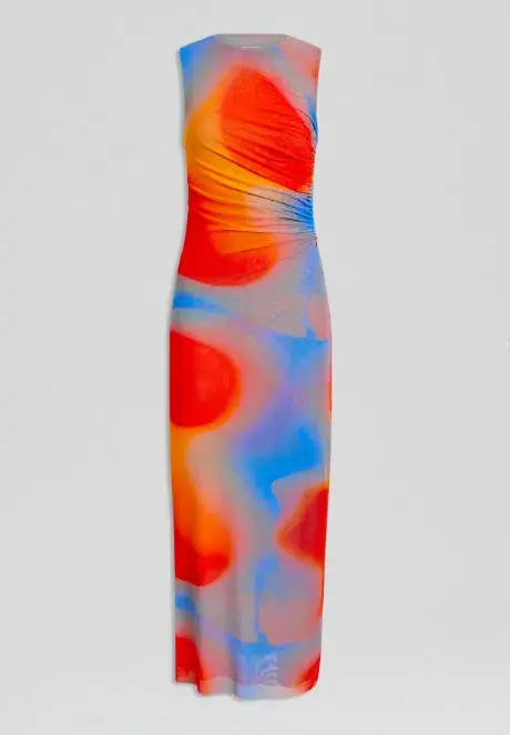 Scanlan Theodore Italian Watercolour Print Dress Blue/Red Size 6 - Image 4