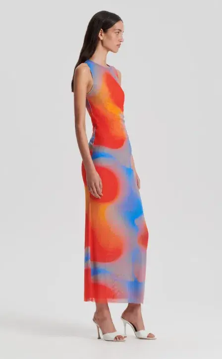 Scanlan Theodore Italian Watercolour Print Dress Blue/Red Size 6 for rent on The Volte - main image