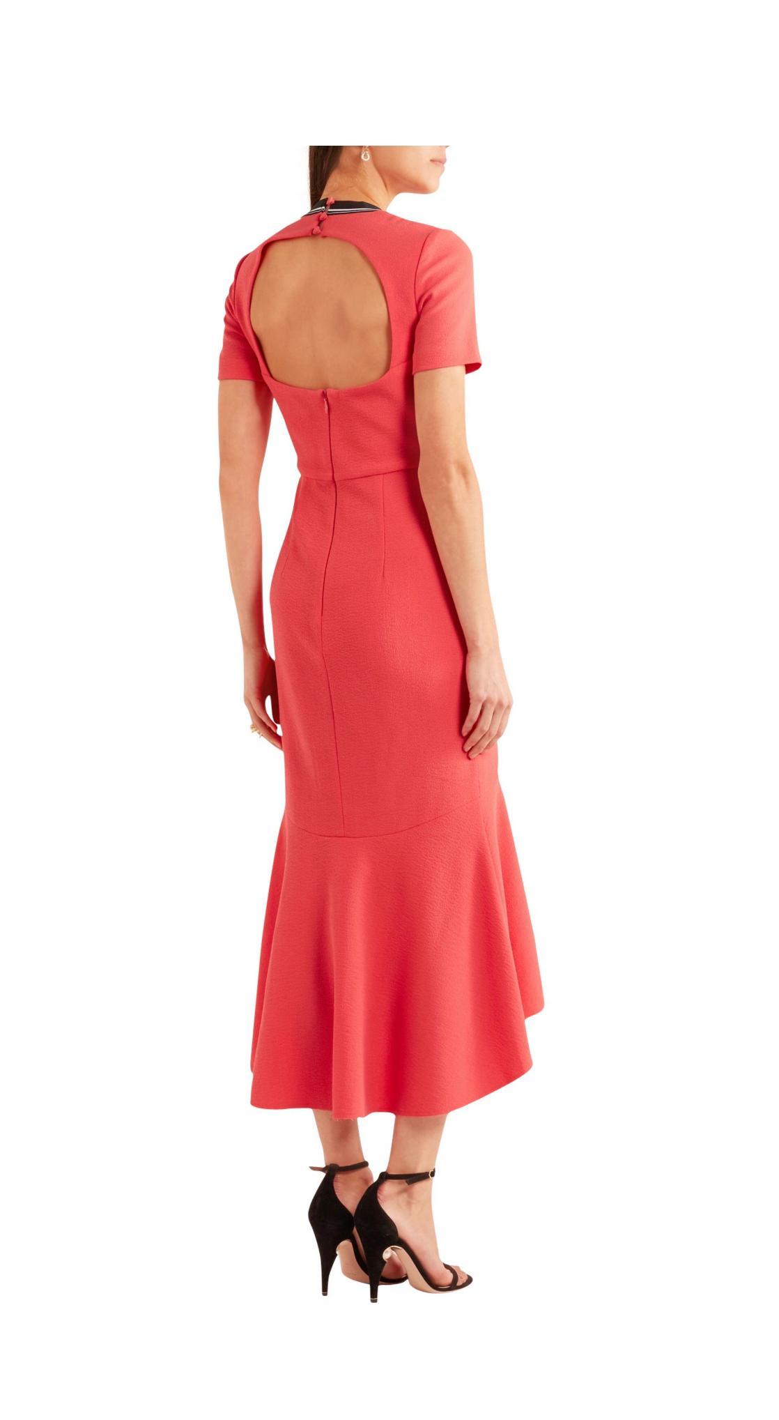 Rebecca Vallance Open Back Midi Dress Peach Size 8  - Image 2