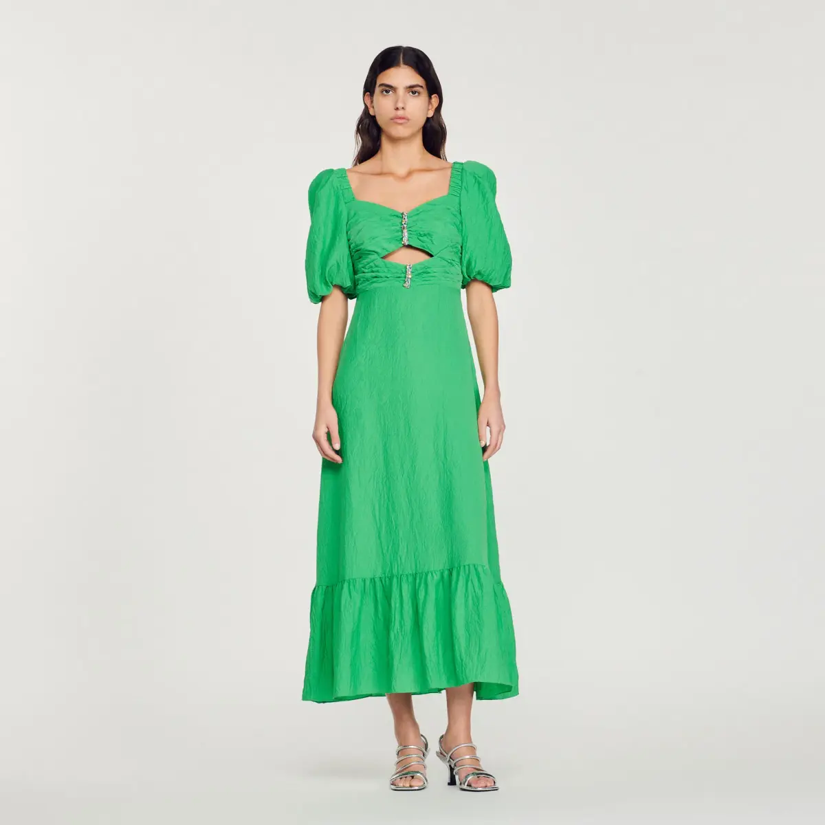 Sandro Falbala Midi Dress Green Size 10 - Image 1