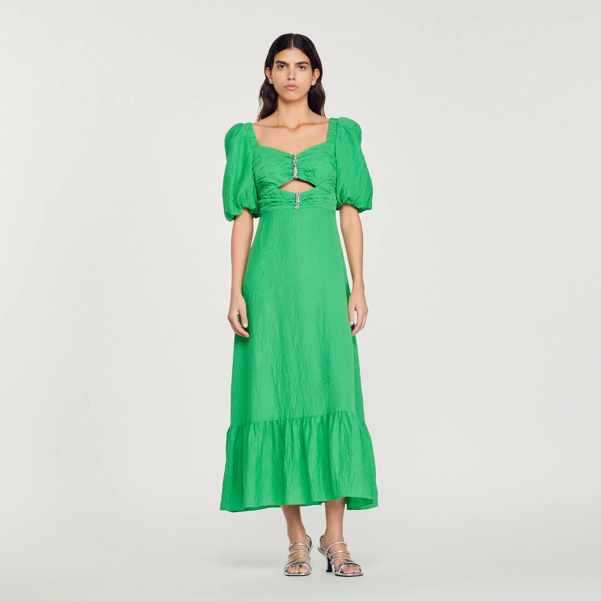 Sandro Falbala Midi Dress Green Size 10 - Image 1