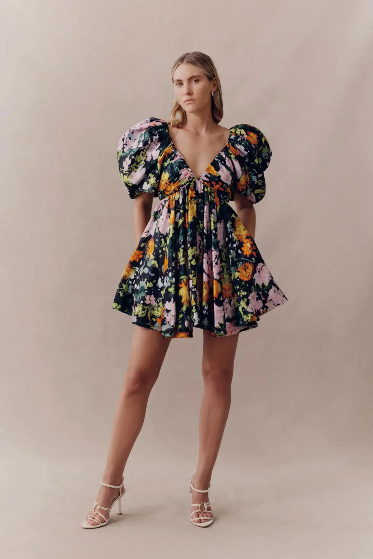 AJE Gabrielle Mini Plunge Dress Midnight Floral Size 14  - Image 1