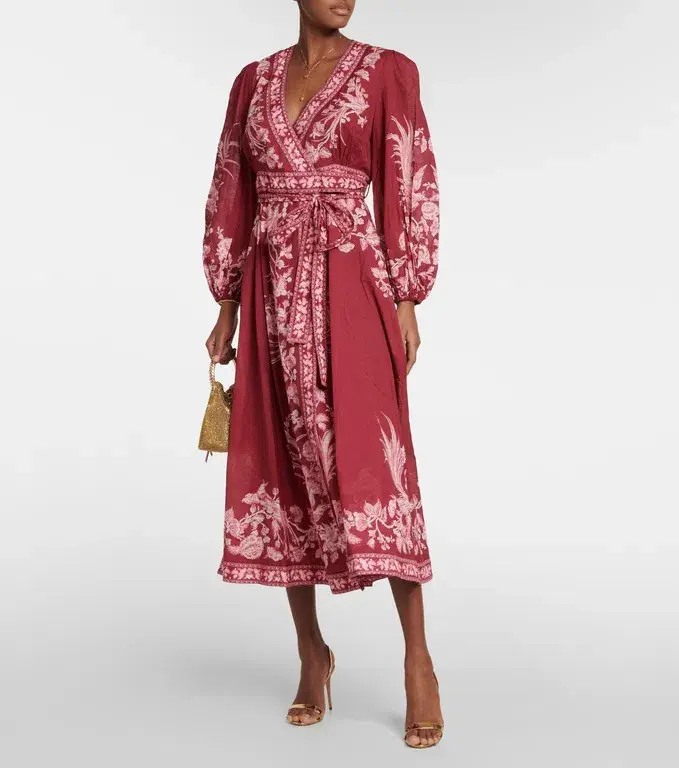 Zimmermann Tiggy Floral-print Wrap Dress in Red Size 1/Au 10  - Image 1