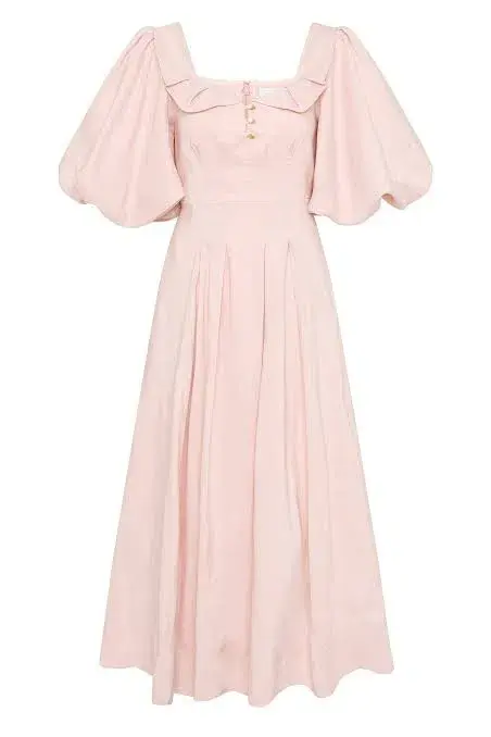 Aje Jessica Frill Midi Dress soft pink size 6 for rent on The Volte - main image