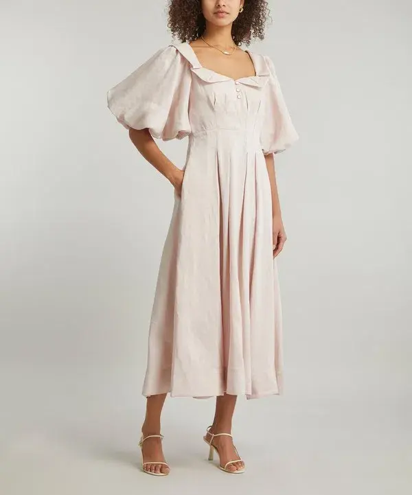 Aje Jessica Frill Midi Dress soft pink size 6 - Image 4