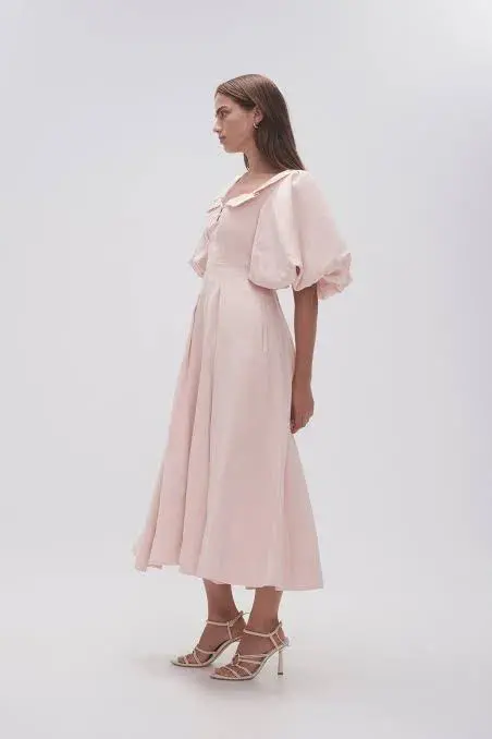 Aje Jessica Frill Midi Dress soft pink size 6 - Image 1