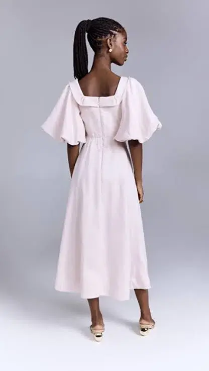 Aje Jessica Frill Midi Dress soft pink size 6 - Image 6