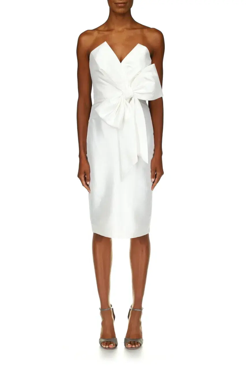 Badgley Mischka Strapless Front Bow Cocktail Dress Size 4/ AU 10 - Image 2