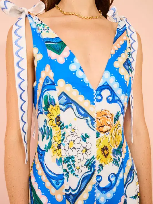 By Nicola Adoncia Tie Shoulder Maxi in Azure Floral Size 12 - Image 3