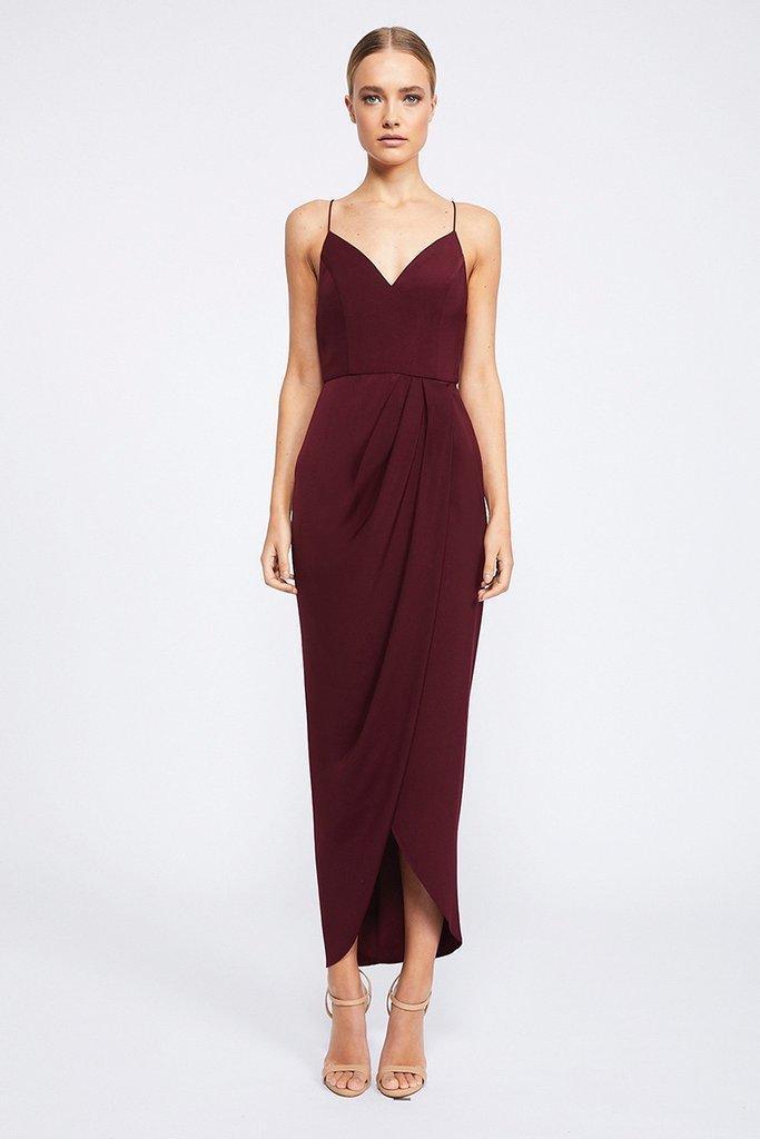 Shona Joy Core Cocktail Dress- Burgundy - Image 1
