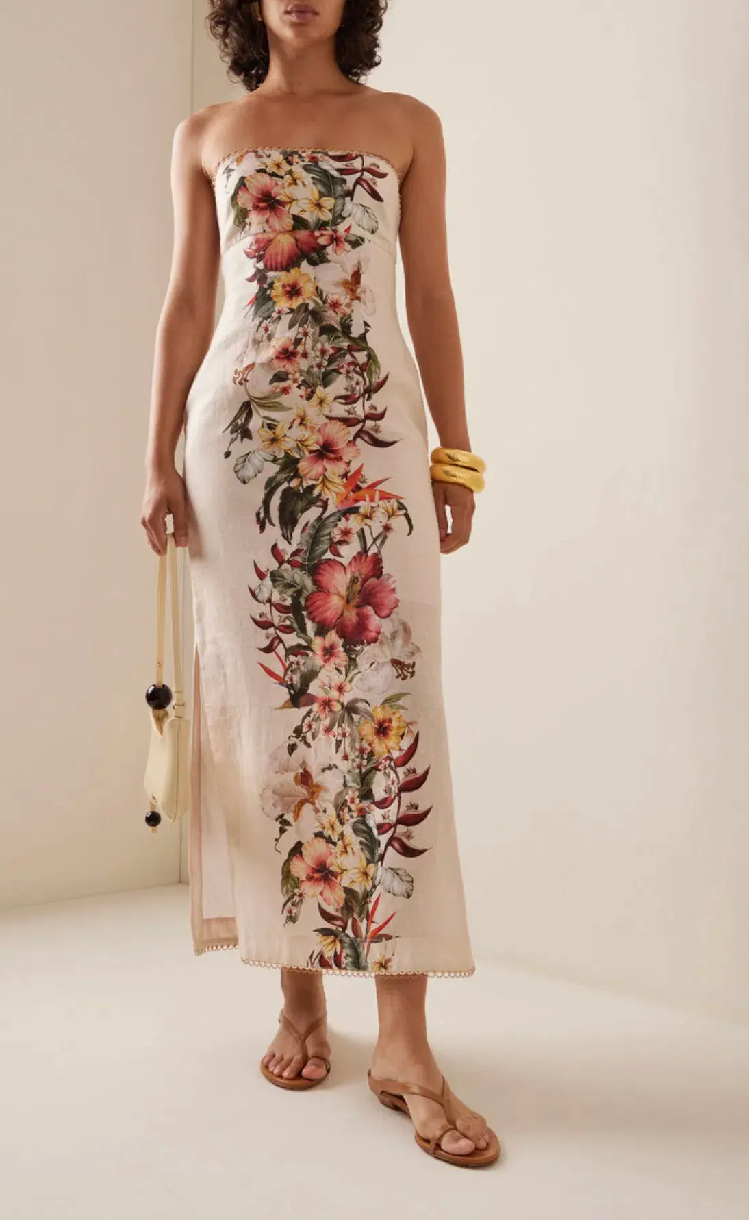 Zimmermann Lexie Column Dress Ivory Palm Size 1/ AU 10 - Image 2