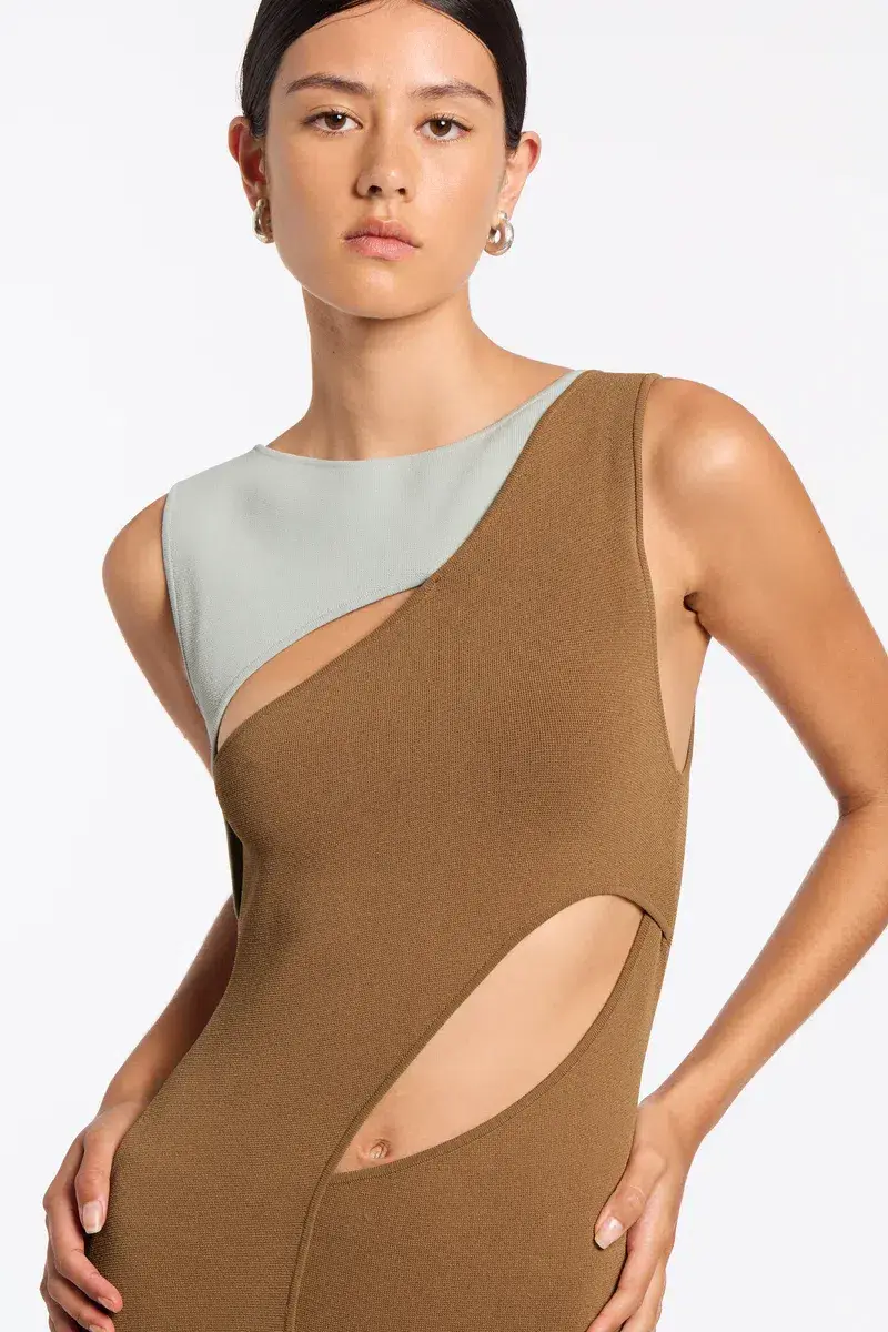 Sir the Label Nadja Cut Out Maxi Dress Cinnamon Size 10 - Image 3