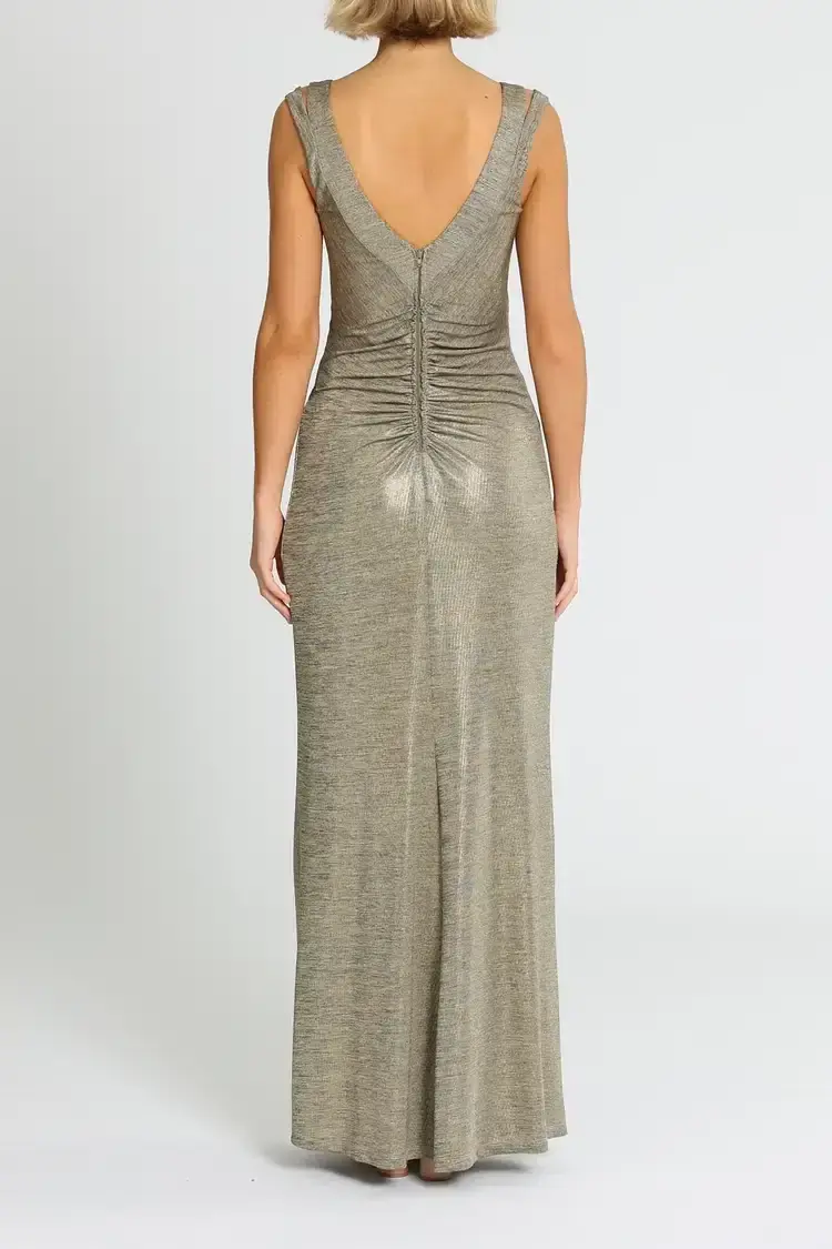 Montique Milani Metallic Gown in Gold Size 12 - Image 3