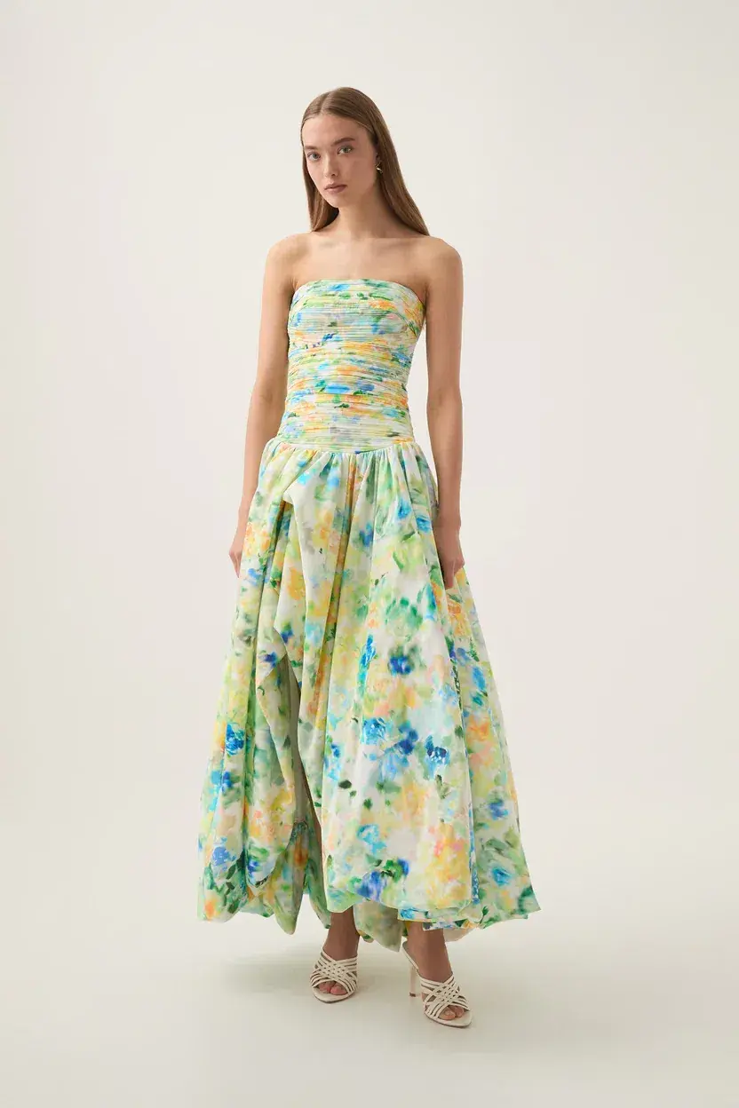 Aje Violette Bubble Hem Maxi Dress Floral Haze Size 8 - Image 1