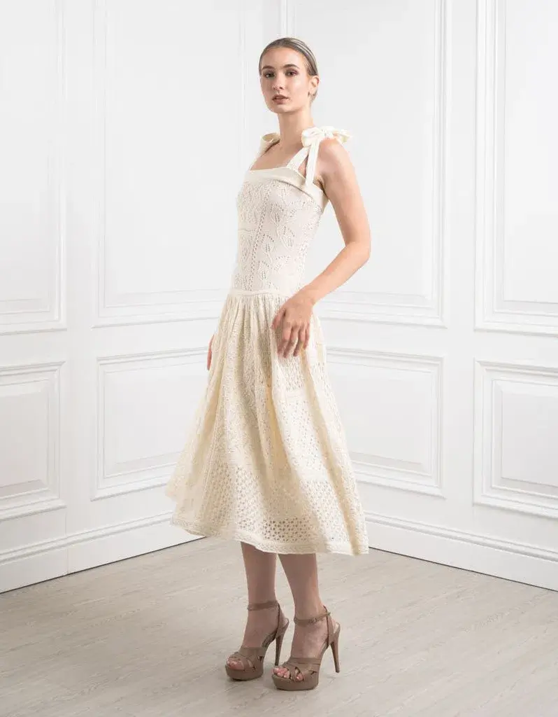 Zimmermann Anneke Patchwork Dress Cream/White Size 0 / AU 8 for rent on The Volte - main image