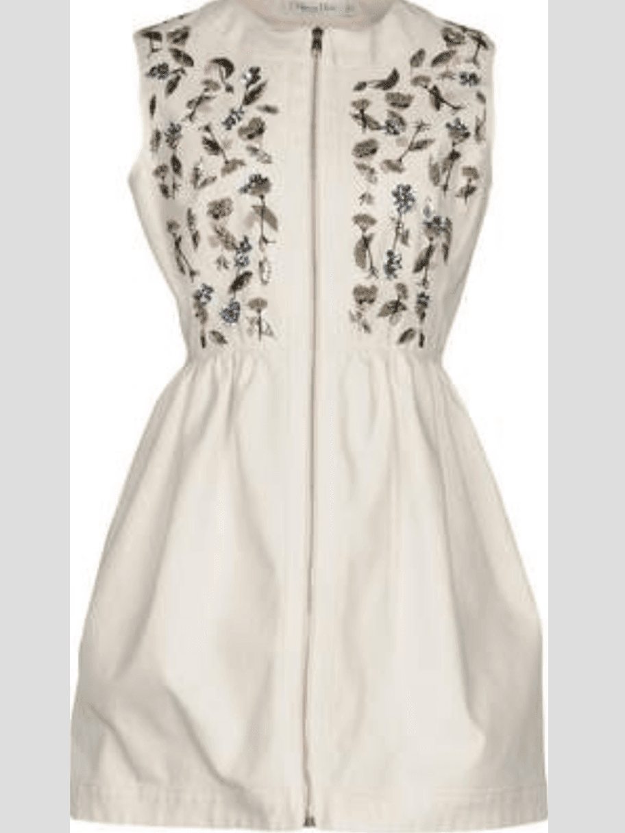 Christian Dior Sleeveless Mini Dress Cream Size 8 for rent on The Volte - main image