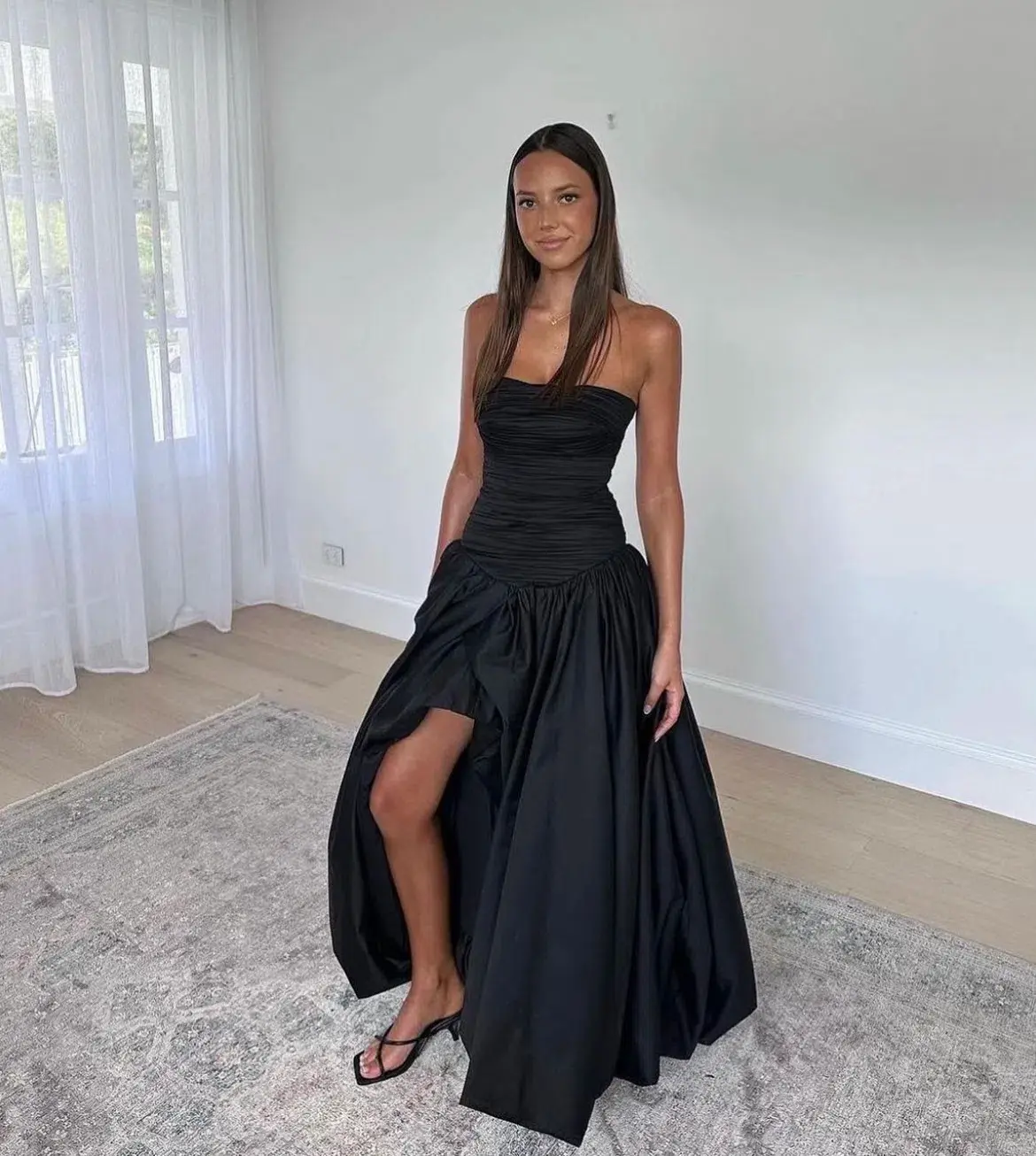 Aje Violette Bubble Hem Maxi Dress Black Size 8 - Image 1