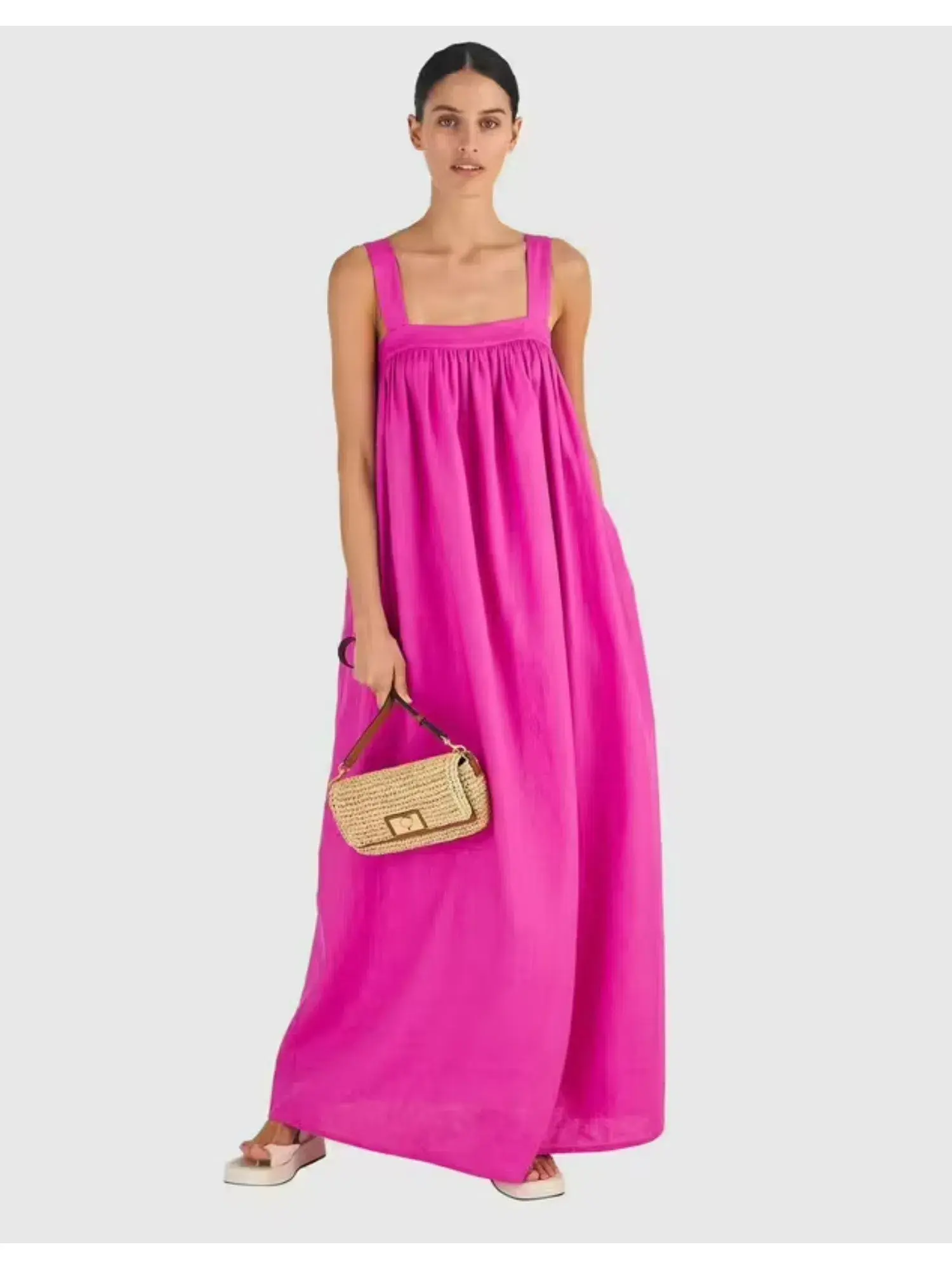 Oroton Bow Detail Sundress Fuchsia Pink Size AU 6  - Image 1