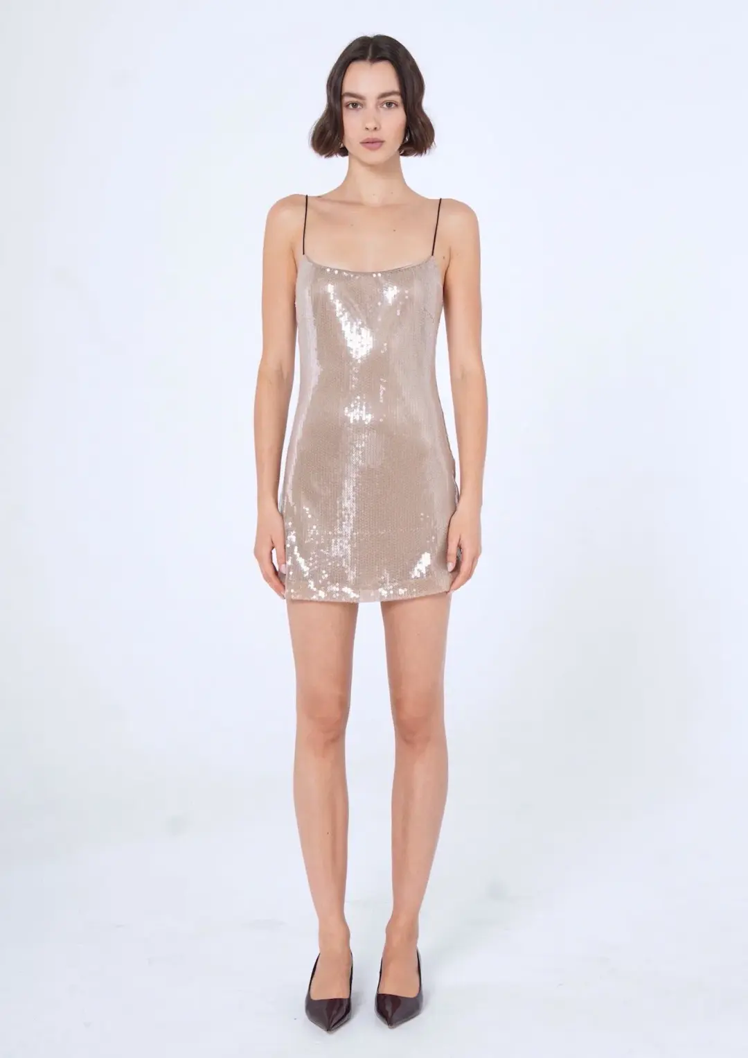 Benni Lucca Sequin Mini Dress Nude Size 6 for rent on The Volte - main image