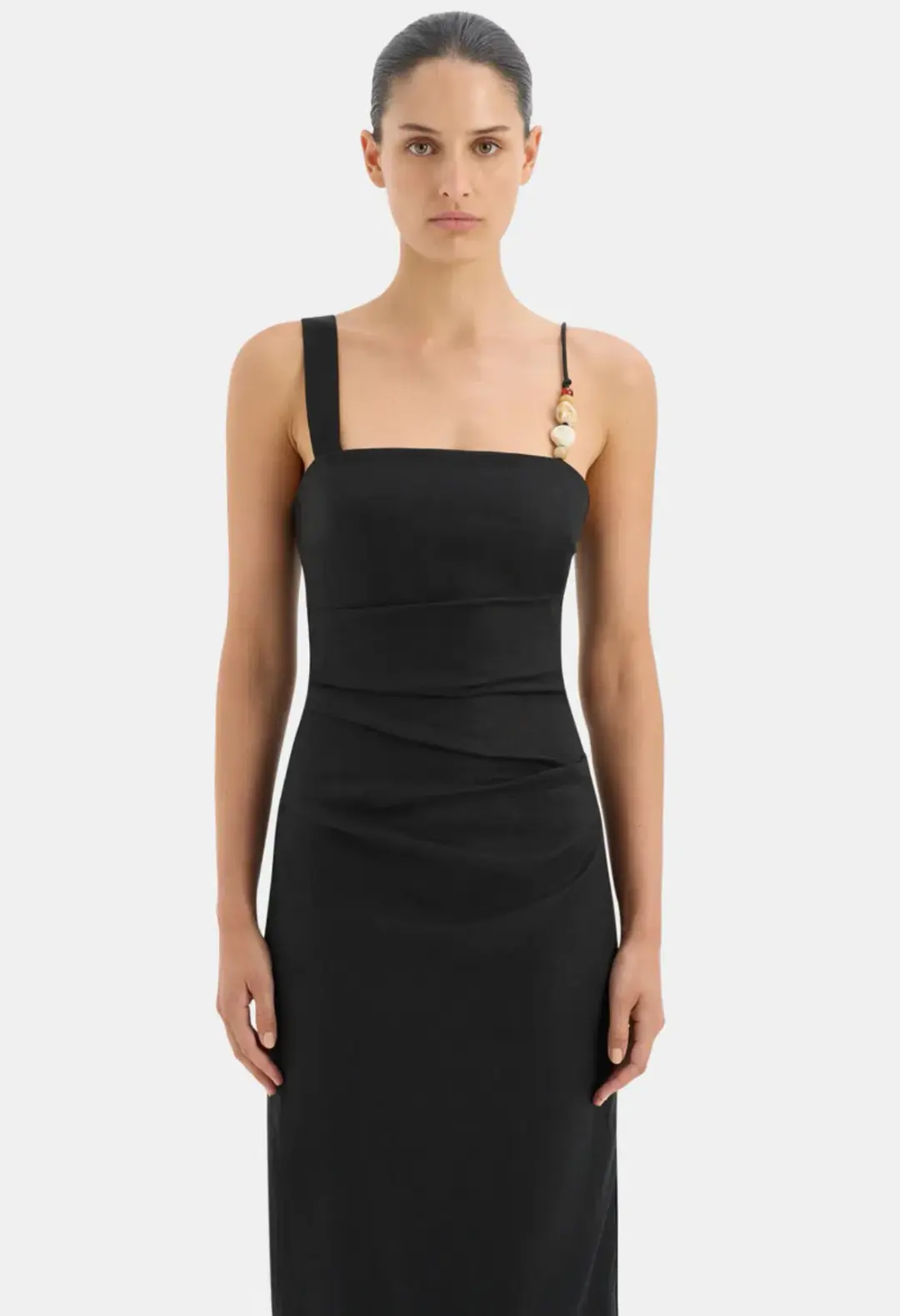 Sir The Label Antonia Beaded Midi Dress Black Size 1 / AU 8 for rent on The Volte - main image