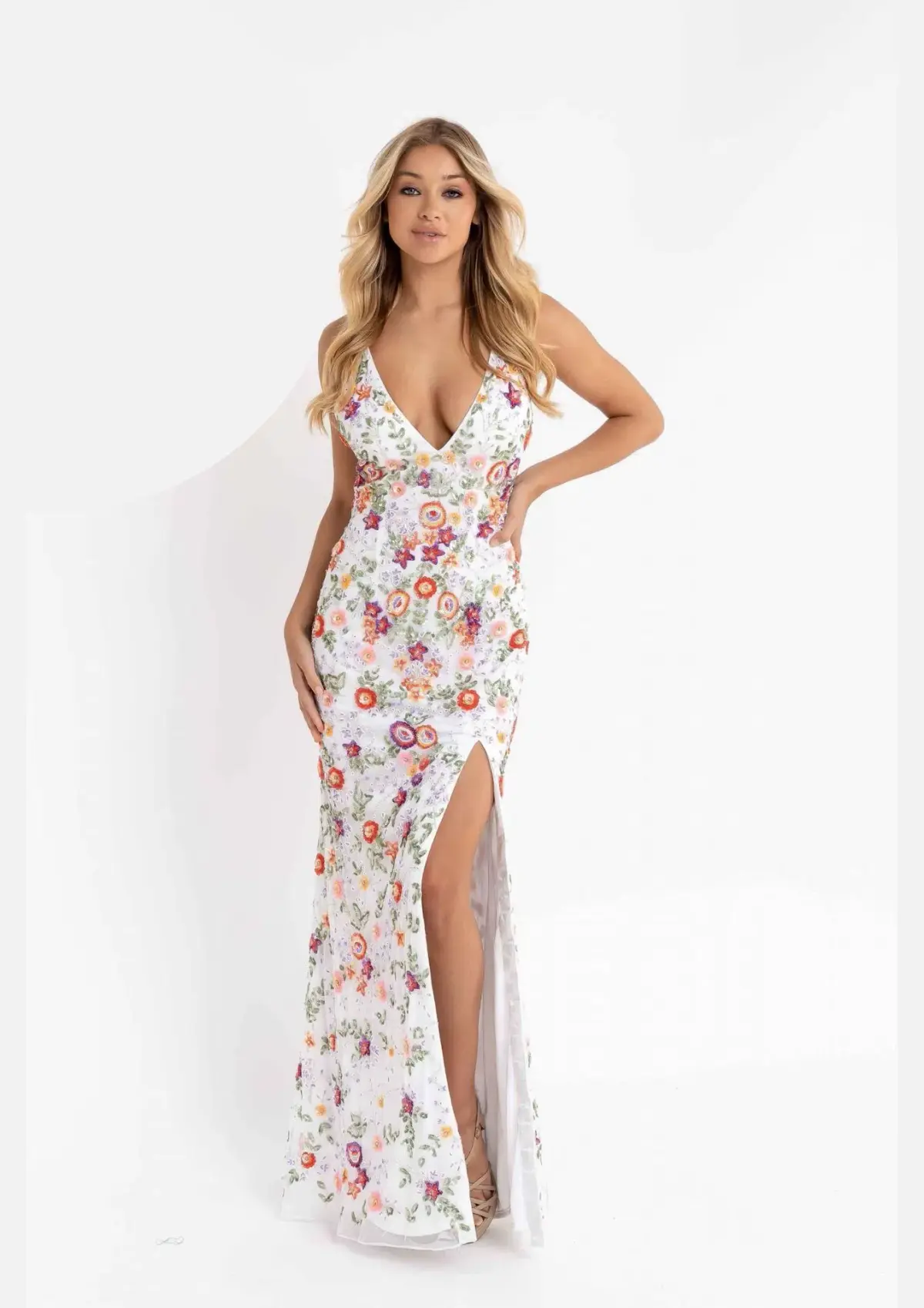 Primavera Couture 3073 Duchess Flower Gown Sequin Size 8 - Image 1