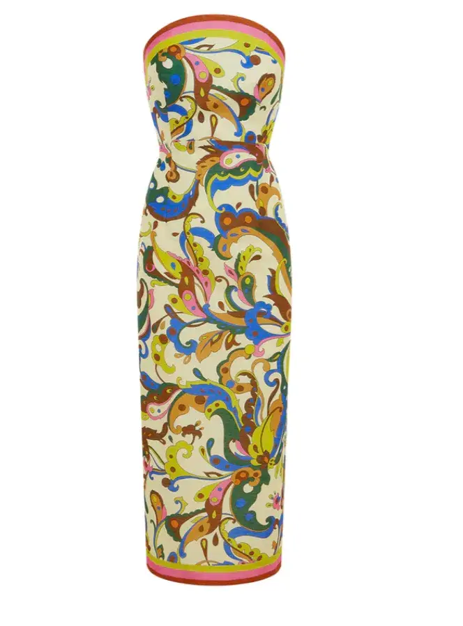 Alemais Ozma Bodice Midi Dress in Cream Multi Size 10 - Image 5